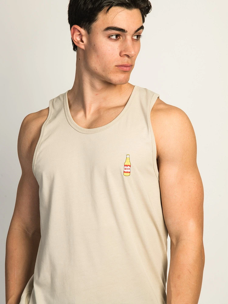 ISLAND HAZE BEER EMBROIDERED TANK TOP - TAUPE