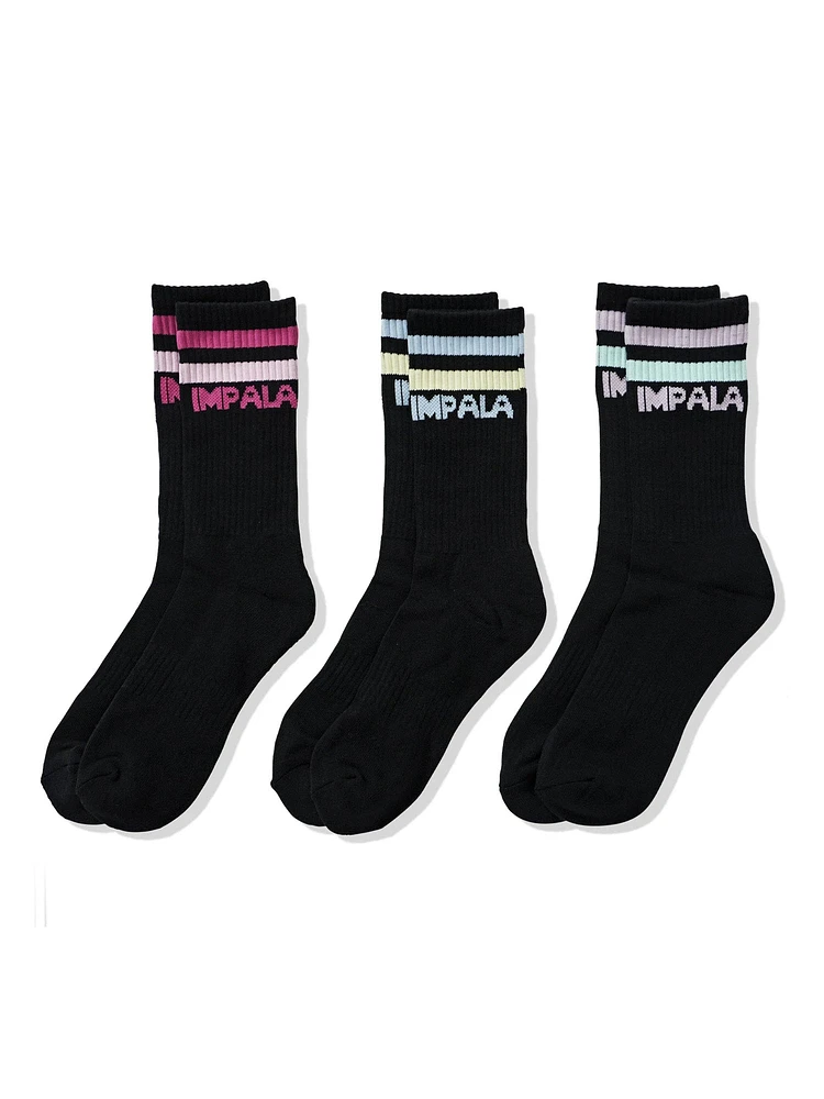 IMPALA STRIPE SKATE 3 PACK SOX SOCKS