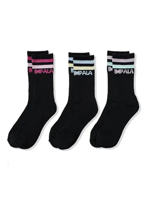 IMPALA STRIPE SKATE 3 PACK SOX SOCKS - CLEARANCE