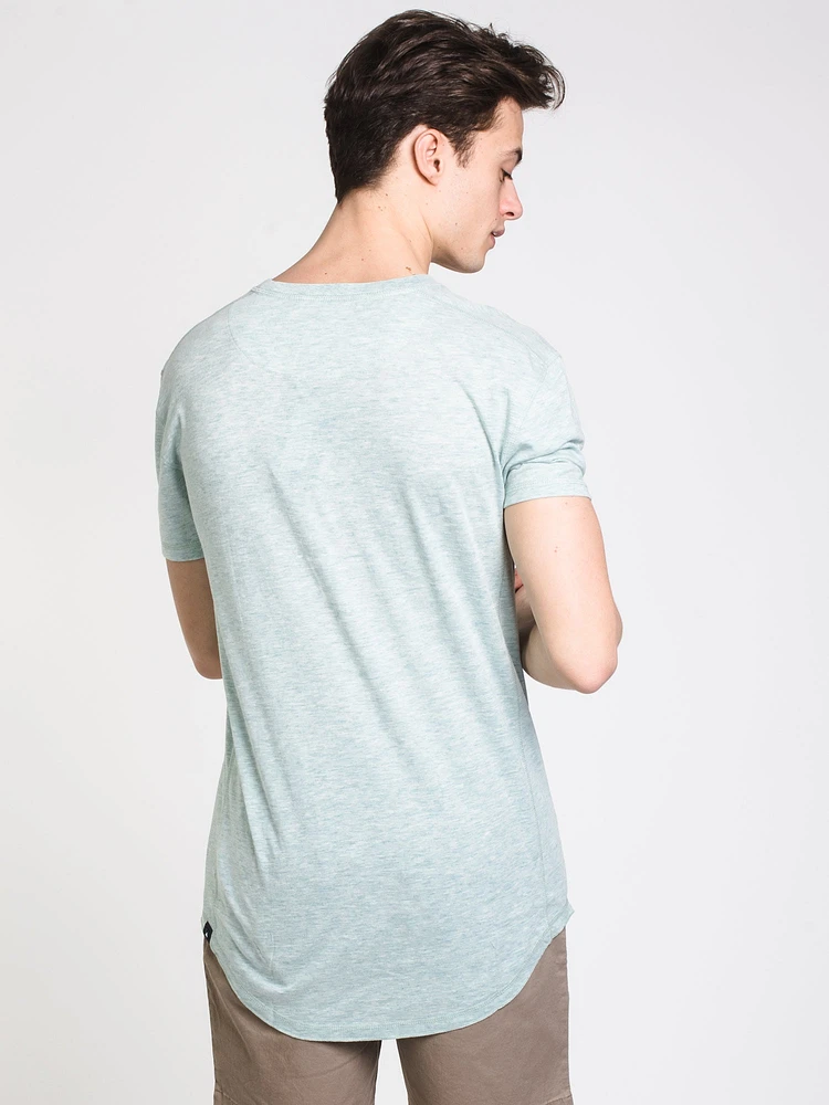 MENS LONGLINE MELANGE HENLEY - CLEARANCE