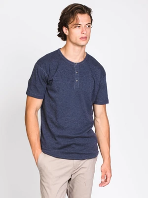 MENS LONGLINE SLUB HENLEY - CLEARANCE