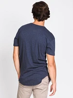 MENS LONGLINE SLUB HENLEY - CLEARANCE