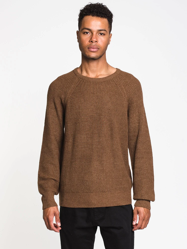PULL-OVER À COL RAS DU COU EN TRICOT CÔTELÉ POUR HOMMES - LIQUIDATION