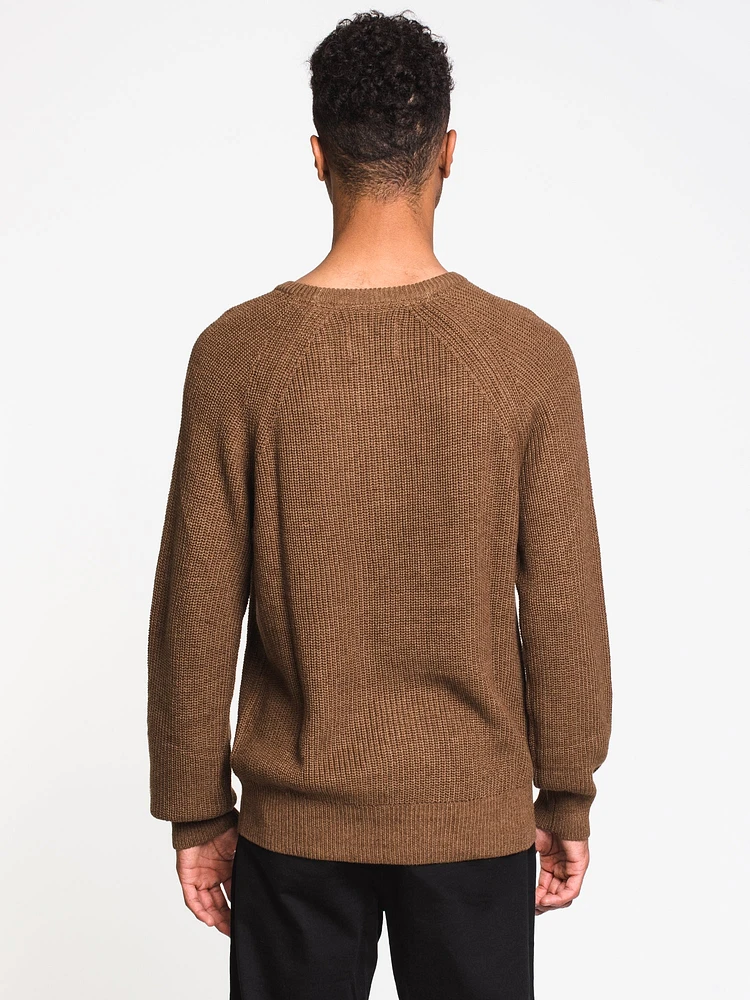 PULL-OVER À COL RAS DU COU EN TRICOT CÔTELÉ POUR HOMMES - LIQUIDATION