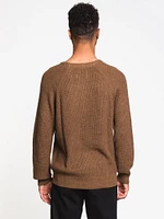 PULL-OVER À COL RAS DU COU EN TRICOT CÔTELÉ POUR HOMMES - LIQUIDATION