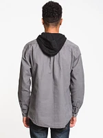 KOLBY COLLARED HOODIE BUTTON UP - CLEARANCE