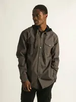 KOLBY COLLARED HOODIEED BUTTON UP - CLEARANCE