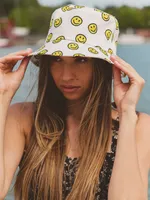 KOLBY BUCKET HAT - ALL OVER SMILEY FACE CLEARANCE