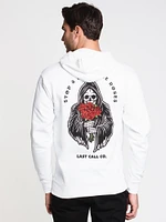 LAST CALL ROSES PULLOVER HOODIE - WHITE CLEARANCE