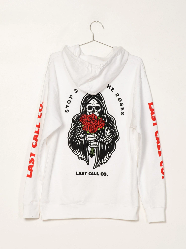 LAST CALL ROSES PULLOVER HOODIE - WHITE CLEARANCE