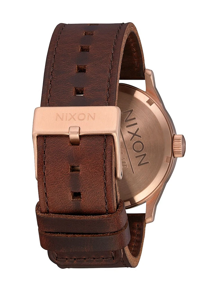 NIXON SENTRY LEATHER - ROS/NVY/BROWN WATCH - CLEARANCE