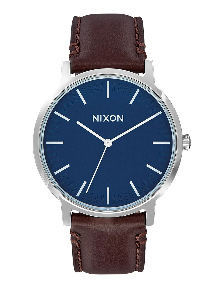 NIXON PORTER LEATHER - NAVY/BROWN WATCH - CLEARANCE