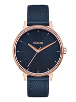 NIXON KENSINGTON LEATHER WATCH - NAVY/ROSE GOLD - CLEARANCE