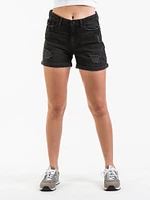 SHORT EN DÉTRESSE À TAILLE NORMALE AVEC SMILEY POUR FEMMES