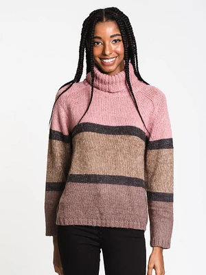 PULL EN MAILLE SANDIS POUR FEMME - RAYURE ROSE LIQUIDATION