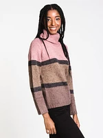 PULL EN MAILLE SANDIS POUR FEMME - RAYURE ROSE LIQUIDATION