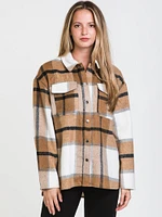 ONLY MACI LONG SLEEVE CHECK SHACKET - CLEARANCE