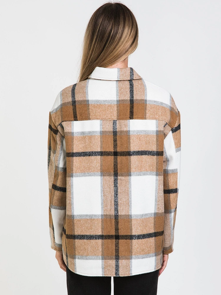 ONLY MACI LONG SLEEVE CHECK SHACKET - CLEARANCE