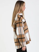 ONLY MACI LONG SLEEVE CHECK SHACKET - CLEARANCE