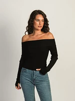 PRINCESS POLLY MORLEY OFF THE SHOULDER SWEATER