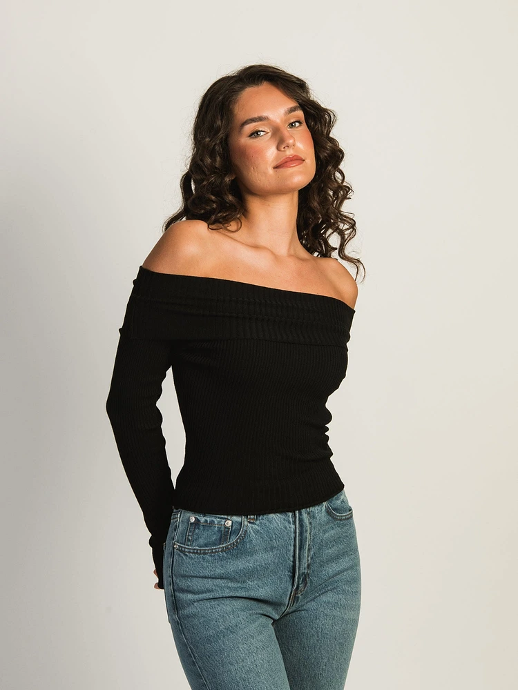 PRINCESS POLLY MORLEY OFF THE SHOULDER SWEATER