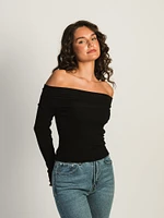 PRINCESS POLLY MORLEY OFF THE SHOULDER SWEATER