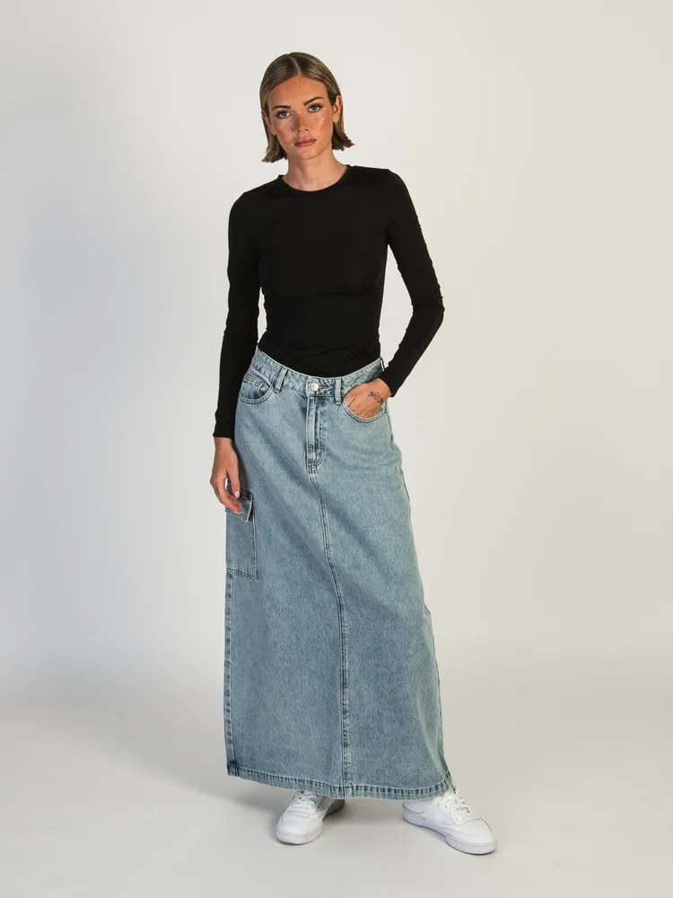 PRINCESS POLLY MCGUANE DENIM MIDI CARGO SKIRT