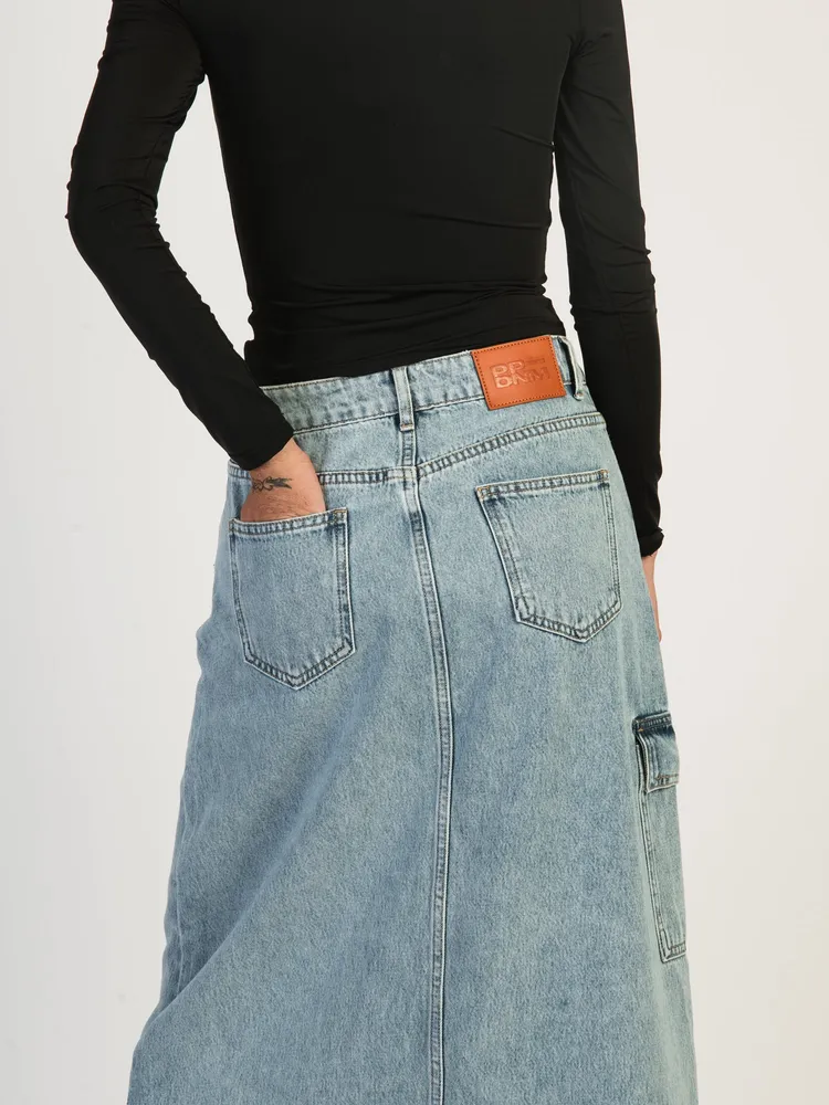 PRINCESS POLLY MCGUANE DENIM MIDI CARGO SKIRT