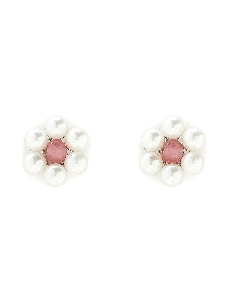 PURA VIDA BITTY PEARL FLOWER STUDS - CLEARANCE