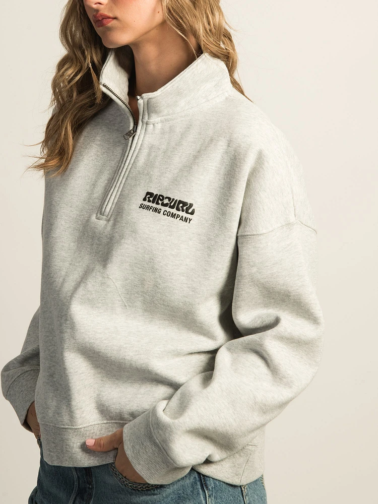 RIP CURL SURF PUFF QUARTER ZIP - GRIS