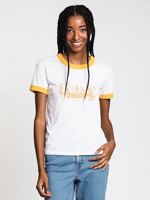 WOMENS SAND & SUN SHORT SLEEVE TEE - MARIGOLD CLEARANCE