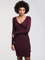 WOMENS KNOT UP DRESS - BURGUNDY CLEARANCE