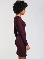 WOMENS KNOT UP DRESS - BURGUNDY CLEARANCE