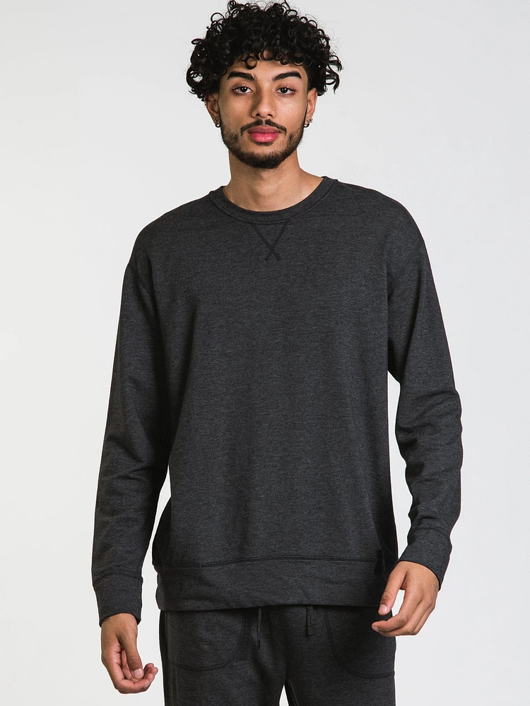 3SIX FIVE MENS LONG SLEEVE CREW - BLACK HEATHER