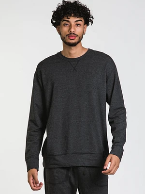 3SIX FIVE MENS LONG SLEEVE CREW - BLACK HEATHER
