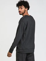 3SIX FIVE MENS LONG SLEEVE CREW - BLACK HEATHER