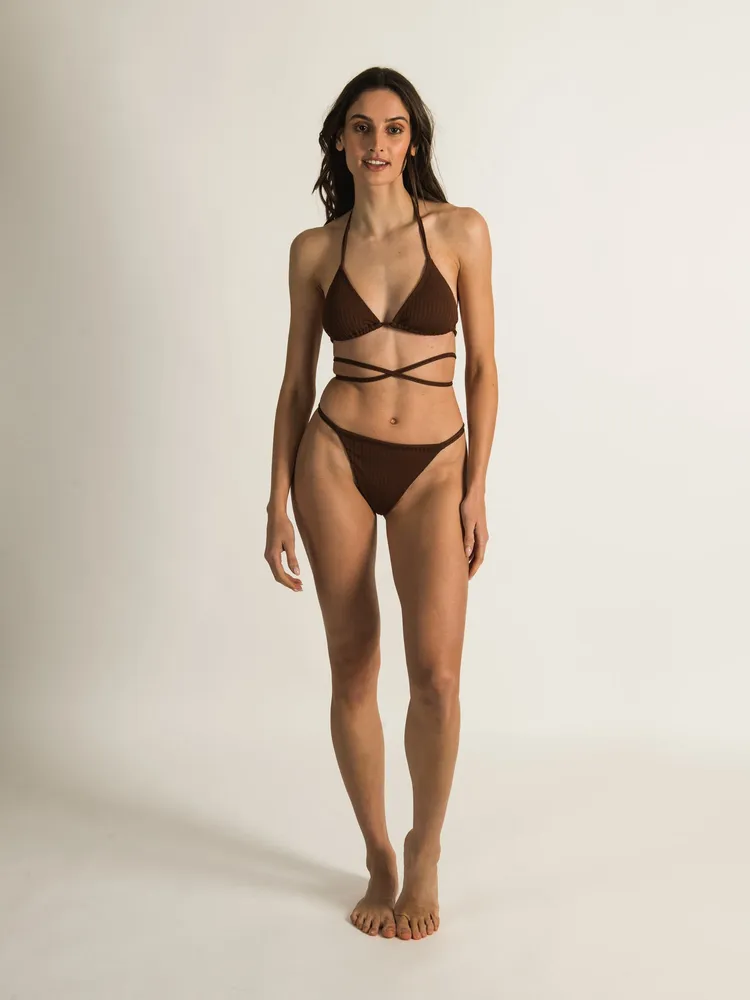 SKINNY DIP SUNTAN CROSS-STRING RIB TRI TOP