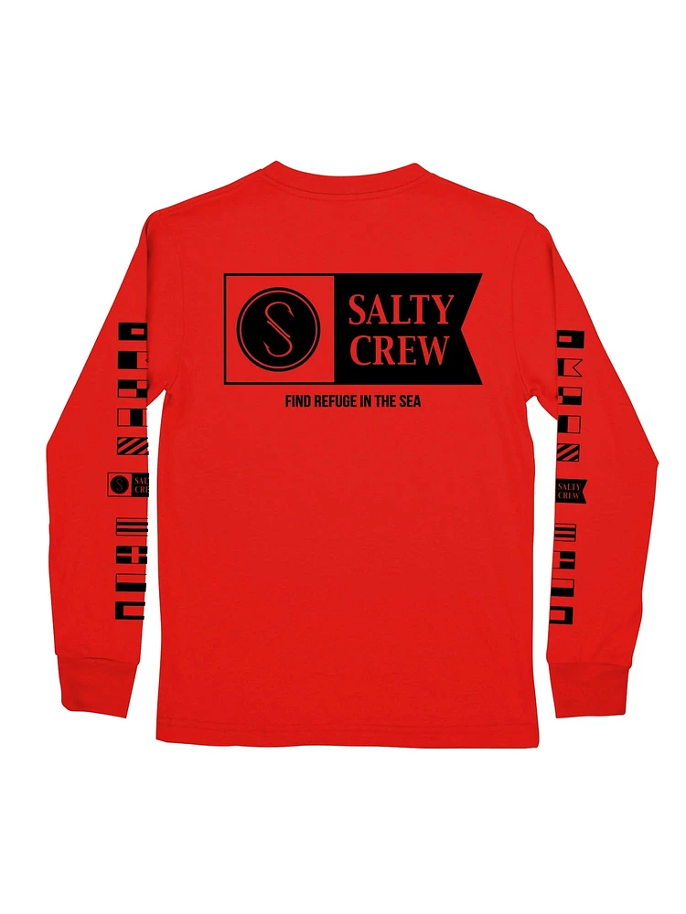 KIDS SALTY CREW YOUTH BOYS ALPHA FLAG LONG SLEEVE TEE - CLEARANCE