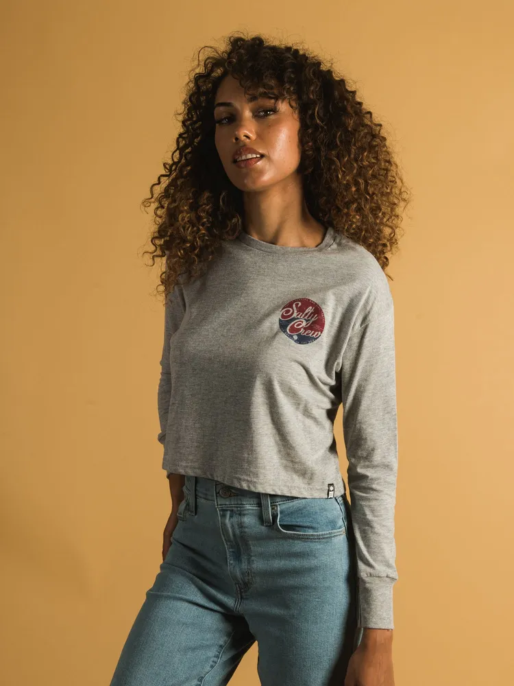 SALTY CREW CLUB CROP LONG SLEEVE TEE - CLEARANCE