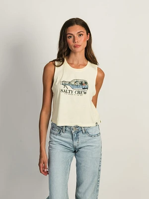 SALTY CREW MESSAGE CROPPED TANK TOP