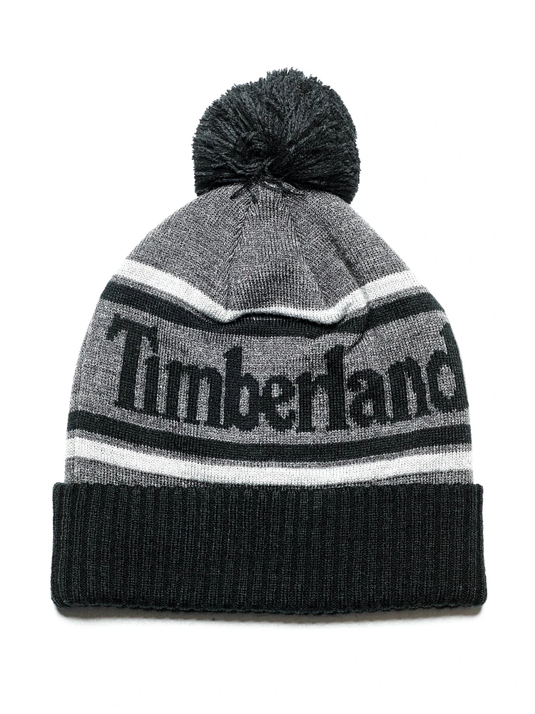 LOGO CUFF POM BEANIE - BLACK - CLEARANCE