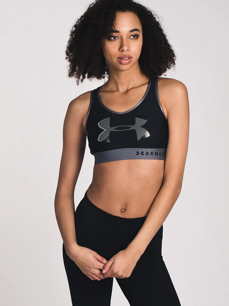 WOMENS MID BIG LOGO BRA - BLACK- CLEARANCE