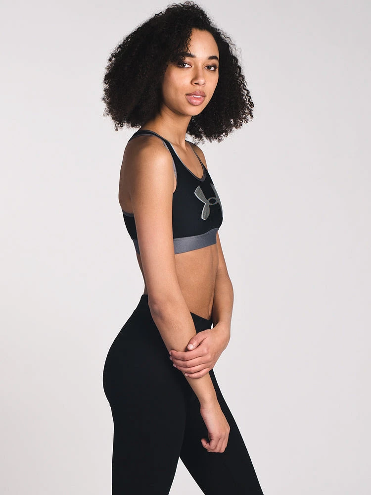 WOMENS MID BIG LOGO BRA - BLACK- CLEARANCE