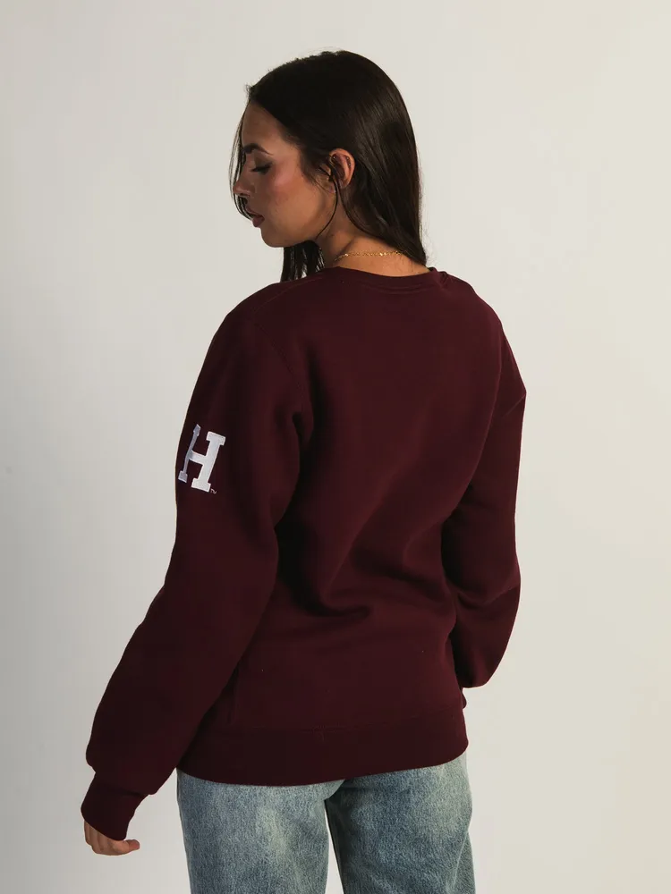 NCAA HARVARD SLEEVE EMBROIDERED CREW