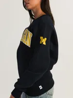 NCAA MICHIGAN SLEEVE EMBROIDERED CREW