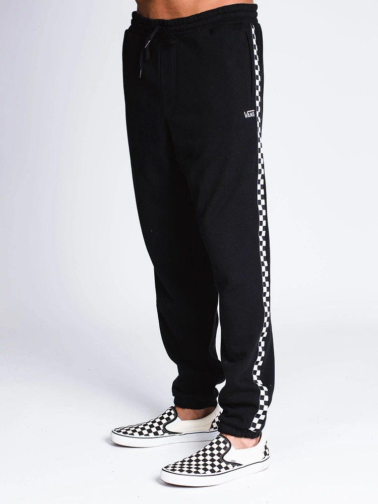 MENS CHECKER TAPING FLEECE PANT - BLK CLEARANCE