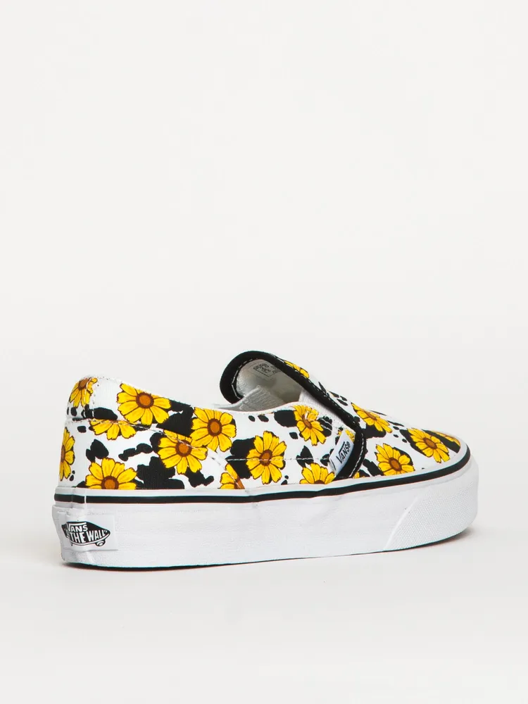 VANS Classic Slip-On Girls Size 3Y Sunflower Yellow White Slip On