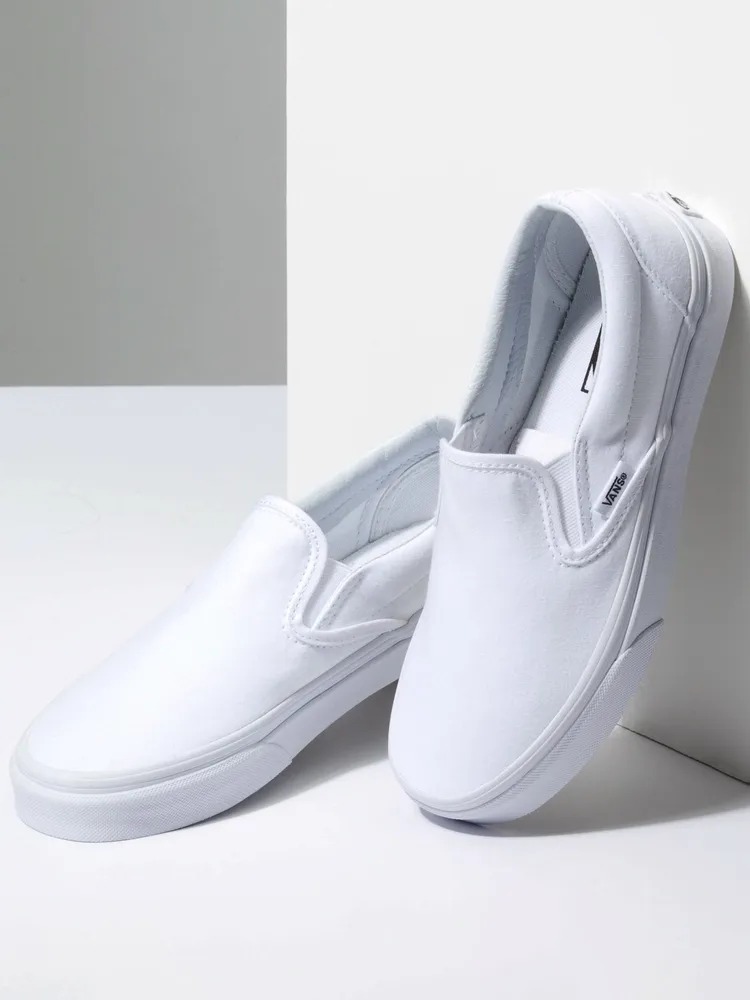 CHAUSSURES À ENFILER CLASSIQUES POUR FEMMES EN TOILE BLANC VÉRITABLE