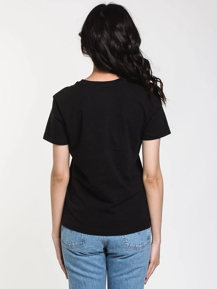 WOMENS GRAPHIC SHORT SLEEVE CREW TEE - BLACK CLEARANCE