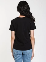 WOMENS GRAPHIC SHORT SLEEVE CREW TEE - BLACK CLEARANCE